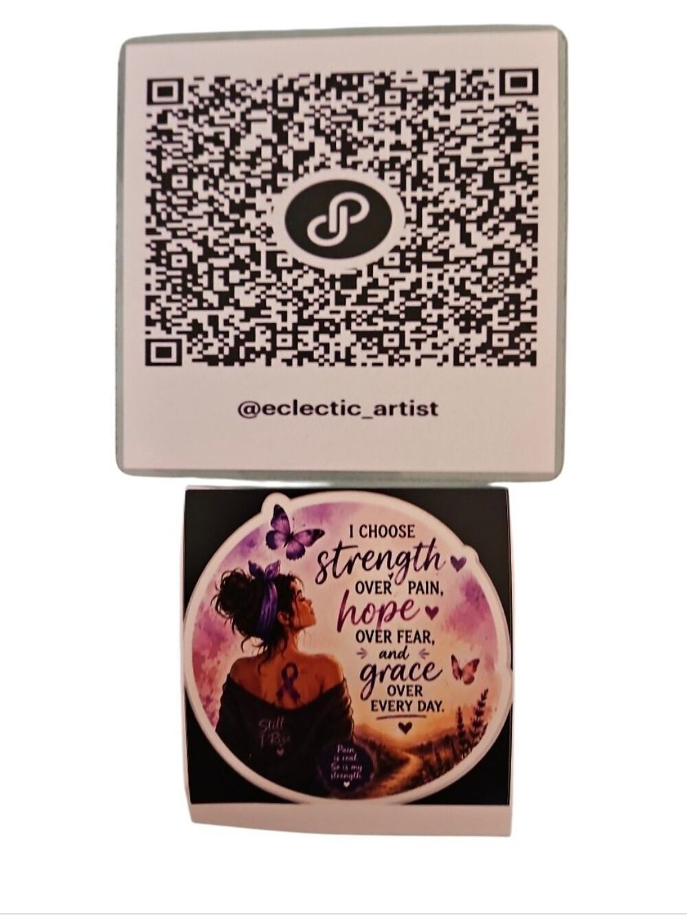 Handmade Chronic Pain Warrior Vinyl Sticker Hope Over Fear Purple Butterfly 3x3 - Picture 7 of 17